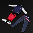 1/6 Scale Female Leisure Baseball Clothes Jacket Jeans Set Sport Pants Suit Blue Fire Girl Toys 12"Action Figures Doll TOYS GIFT