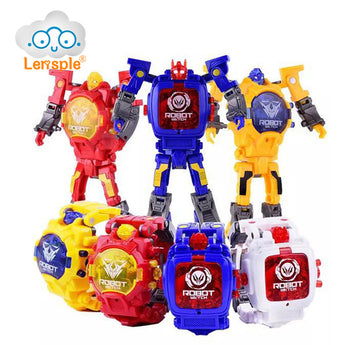 Lensple Cartoon Transformation Wristwatch Toy Creative Electronic Robot Watch for Boy Children Deform Robot Sport Watch Toy Gift